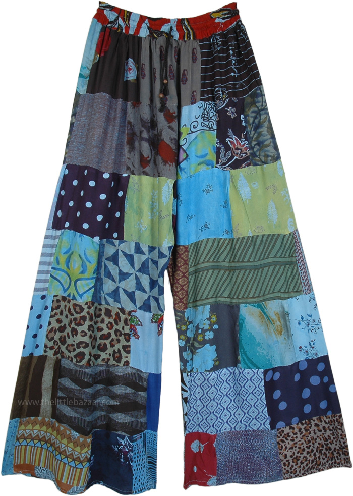 Boho Patchwork Wide-Leg Pants
